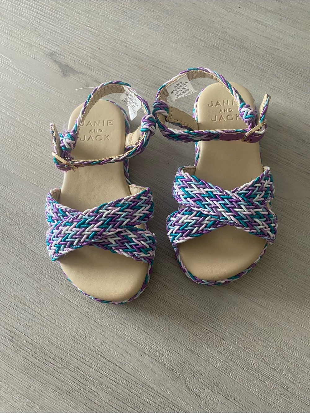 Janie and Jack Braided Leather Sandal Strap in Tan, Purple, Teal, Pink